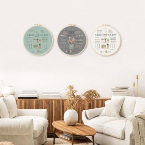 DIY Embroidery Kit for Beginners Floral Cross Stitch Sewing Set with Thread and Hoop