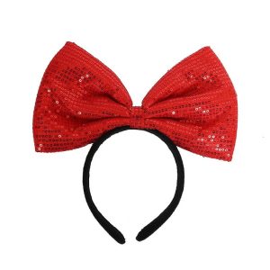 Disney Minnie Mouse Ears Headband Plush Polka Dot Bow Hair Hoop