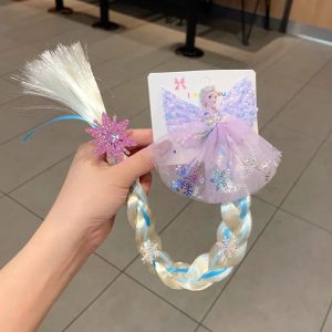 Elsa Princess Wig for Girls Frozen Braid Hair Clip Costume Accessory