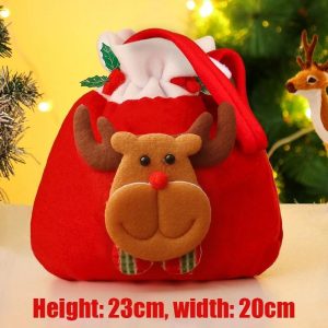 Festive Christmas Gift Bags Drawstring Santa Sack Bags 4 Piece Holiday Candy and Gift Pouches