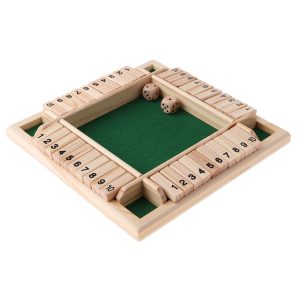 Four-Sided Shut The Box Board Game Set Fun Dice Party Game for Adults and Families