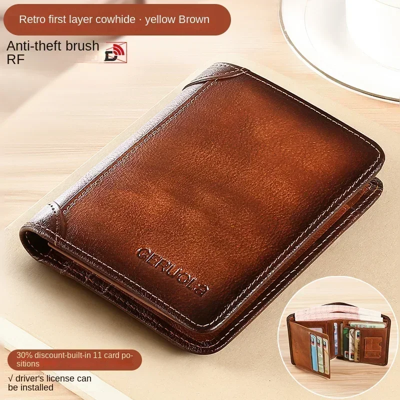 Genuine Leather RFID Trifold Wallet for Men, Organized Carry, Privacy Protection
