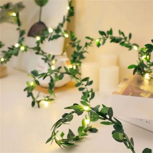 Green Leaf Fairy Light Garland Romantic Vine String Lights Decor