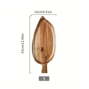 Handcrafted Solid Wood Leaf-Shaped Serving Tray