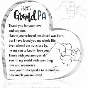 HeartBond Grandpa Acrylic Heart Keepsake Gift from Grandchildren