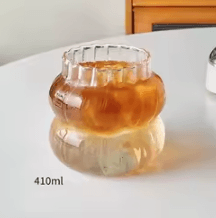 Heat-Resistant Striped Glass Tumbler - Transparent Coffee, Tea & Juice Cup (410ml / 530ml / 650ml)
