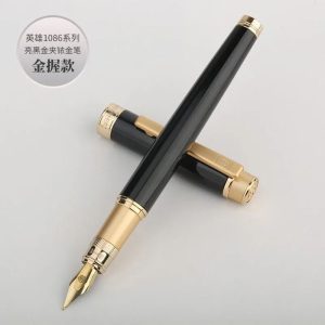 Hero 1086 Luxury Fountain Pen Gift Set Black Gold Iridium Nib Fountain Pen Business Writing Pen