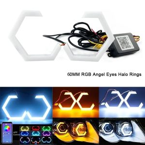 Hexagon RGB LED Angel Eyes - Bluetooth App-Controlled Halo Rings
