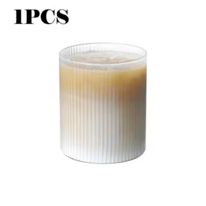 Japanese Striped Glass Coffee Cup - 300ml Transparent Bubble Tea & Whiskey Tumbler