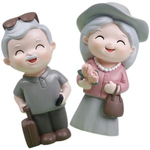 JourneyTogether Grandparents Figurine Statue Traveling Elderly Couple Decor