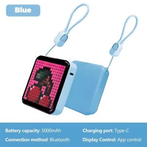 LED Pixel Screen Power Bank Mini Portable Charger with DIY Display