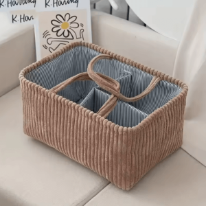 Large Bohemian Woven Storage Basket with Multi Compartment Organizer