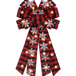 Large Buffalo Plaid Christmas Wreath & Tree Topper Bow