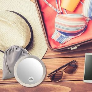 Large Round Makeup Mirror with Magnification, Suction Cup Mount Portable & Travel-Friendly