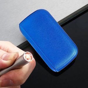 Leather Cigarette Case with USB Rechargeable Lighter