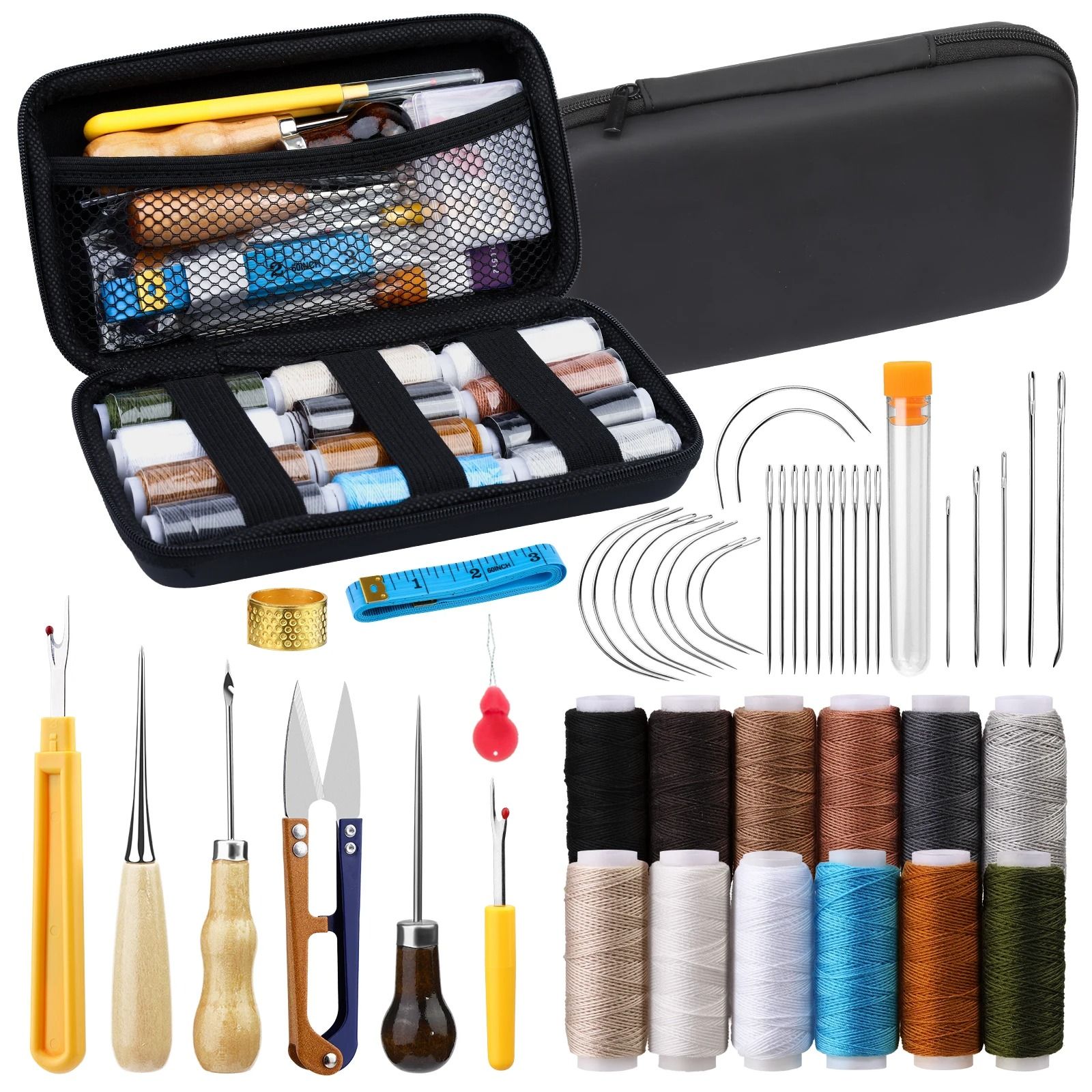 Leather Craft Sewing & Repair Kit - Professional Multi-Piece Stitching Set