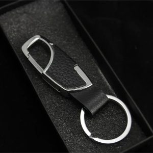 Leather Metal Keychain Stylish Car Key Ring