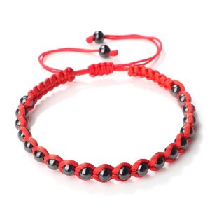 Lucky Red Bracelet Adjustable Braided String with Copper Beads for Protection & Style