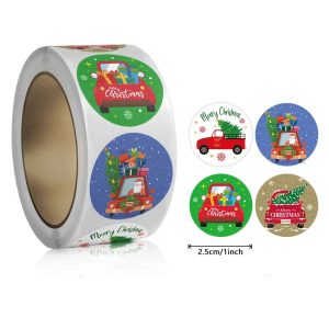 Merry Christmas Round Sticker Labels 500pcs