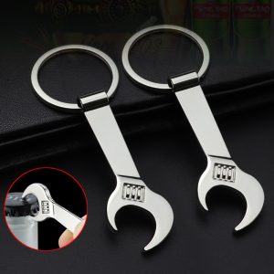 Metal Wrench Shape Bottle Opener Keychain Perfect for Tool Lovers and Everyday Use