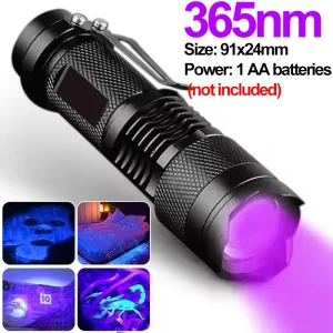 Mini UV Flashlight LED Torch Ultra Violet Stain Detector for Pets & Home Inspection