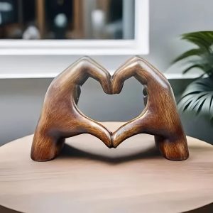 Modern Eternal Heart Sculpture - Handcrafted Resin Love Art Statue