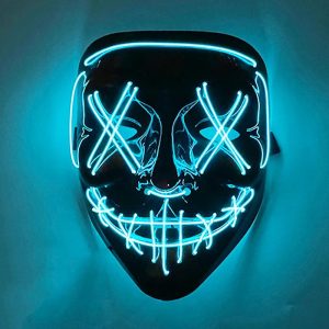 Neon Glow LED Purge Mask - Wireless Light Up Halloween Cosplay Mask