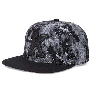 New Printed K Letter Flat-Brimmed Hip-Hop Hat