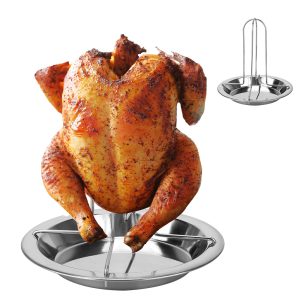 Non-stick Chicken Roaster Rack - Carbon Steel BBQ Grill Stand for Perfect Roasted Chicken