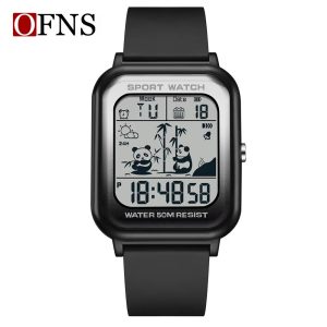 OFNS Rectangular Digital Sports Watch with LED Display and Timing Code