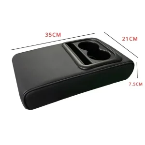 PU Leather Car Armrest Cushion with Cup Holder Universal Auto Center Console Pad for Comfort & Protection