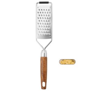 Premium Cheese Grater & Stainless Steel Zester with Ergonomic Wood Handle