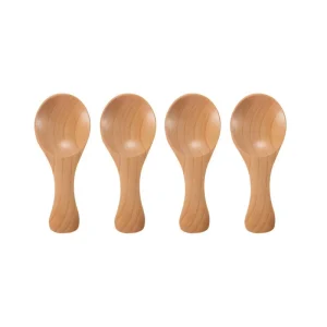 Premium Mini Wooden Spice & Condiment Spoons Natural Kitchen Scoop Set for Sugar, Tea, Coffee, Jars