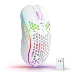 RGB Honeycomb Wireless Gaming Mouse - Rechargeable Ergonomic 6-Button Precision Mouse