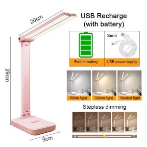 Rechargeable Foldable LED Desk Lamp with Touch Dimming and Eye Protection