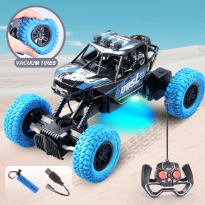 Remote Control Off Road Car with Flashing Lights, Rubber Wheels Ideal Christmas Gift for Kids