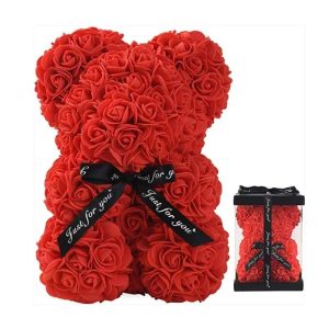 Rose Bear Artificial Foam Flower Gift with Display Box - Romantic Valentine's Day, Anniversary & Birthday Surprise