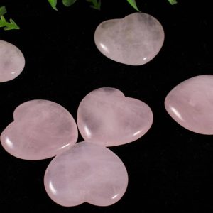 Rose Quartz Heart Polished Crystal Stones - Perfect Valentine Gift for Women