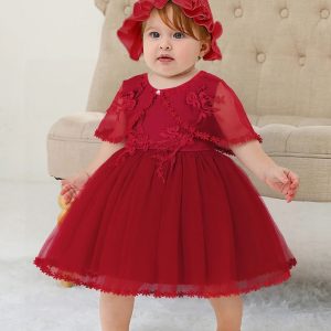 Royal Bloom Baby Princess Dress with Satin Hood Cloak - Floral Embroidered Lace Flower Girl Dress Set