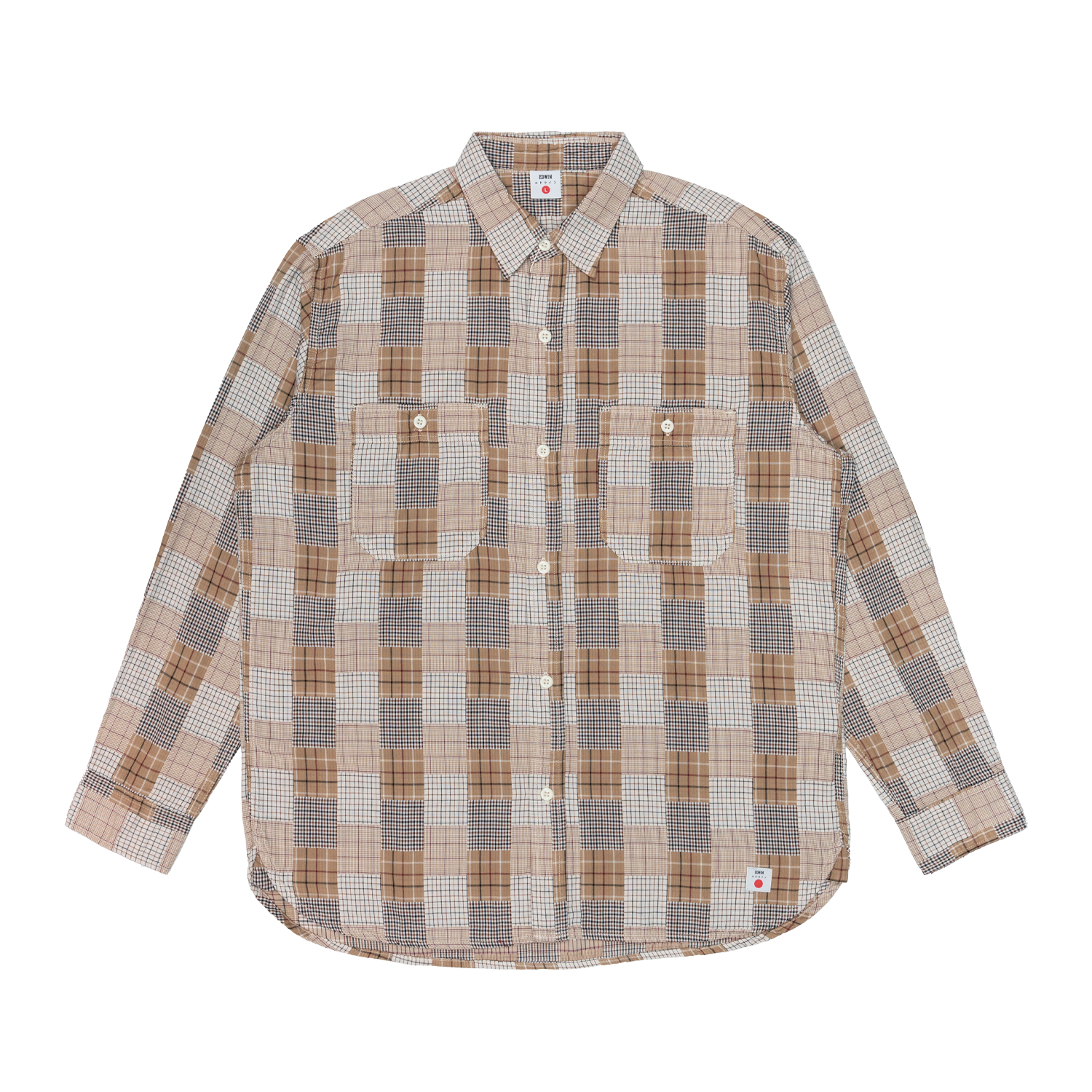 Shirt Man Edwin work japan beige/brown