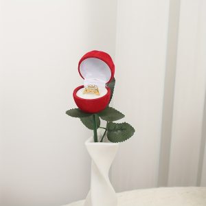 Simulated Rose Engagement Ring Box - Romantic Proposal and Wedding Gift