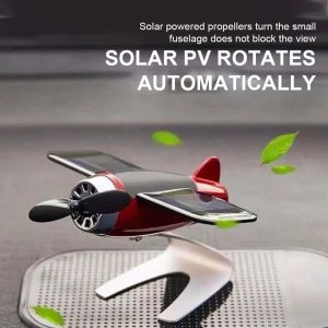 Solar Powered Airplane Dashboard Ornament Decorative Solar Car Decoration for Car Interior Desk Gift