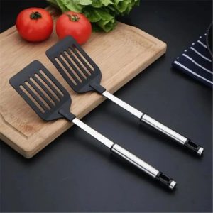Stainless Steel Kitchen Turner - High-Heat Nylon Handle Spatula