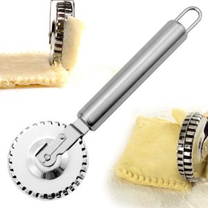 Stainless Steel Pastry Roller Cutter - Double-Sided Embossing & Edge Sealing Dumpling/Pie Tool