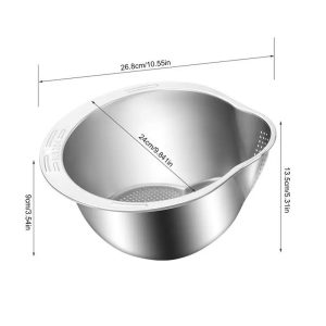 Stainless Steel Rice Washer Strainer Bowl Multi-Functional Kitchen Tool for Rice, Fruit, and Vegetable Washing
