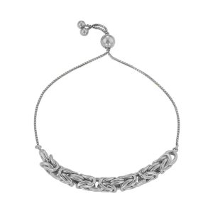 Sterling Silver Adjustable Byzantine Chain Bolo Bracelet for Women, Perfect Gift, Adjustable