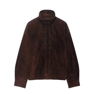 Streetwear Suede Chic Brown Bomber Jacket