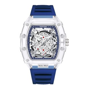 Stylish Mens Waterproof Transparent Sports Watch Quartz Watch Gift for Him