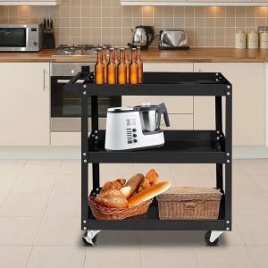Tool Cart with Wheels Capacity, Ergonomic Handle, and Service Cart for Easy Mobility and Organization