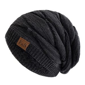Unisex Mixed-Color Slouchy Fleece-Lined Winter Beanie